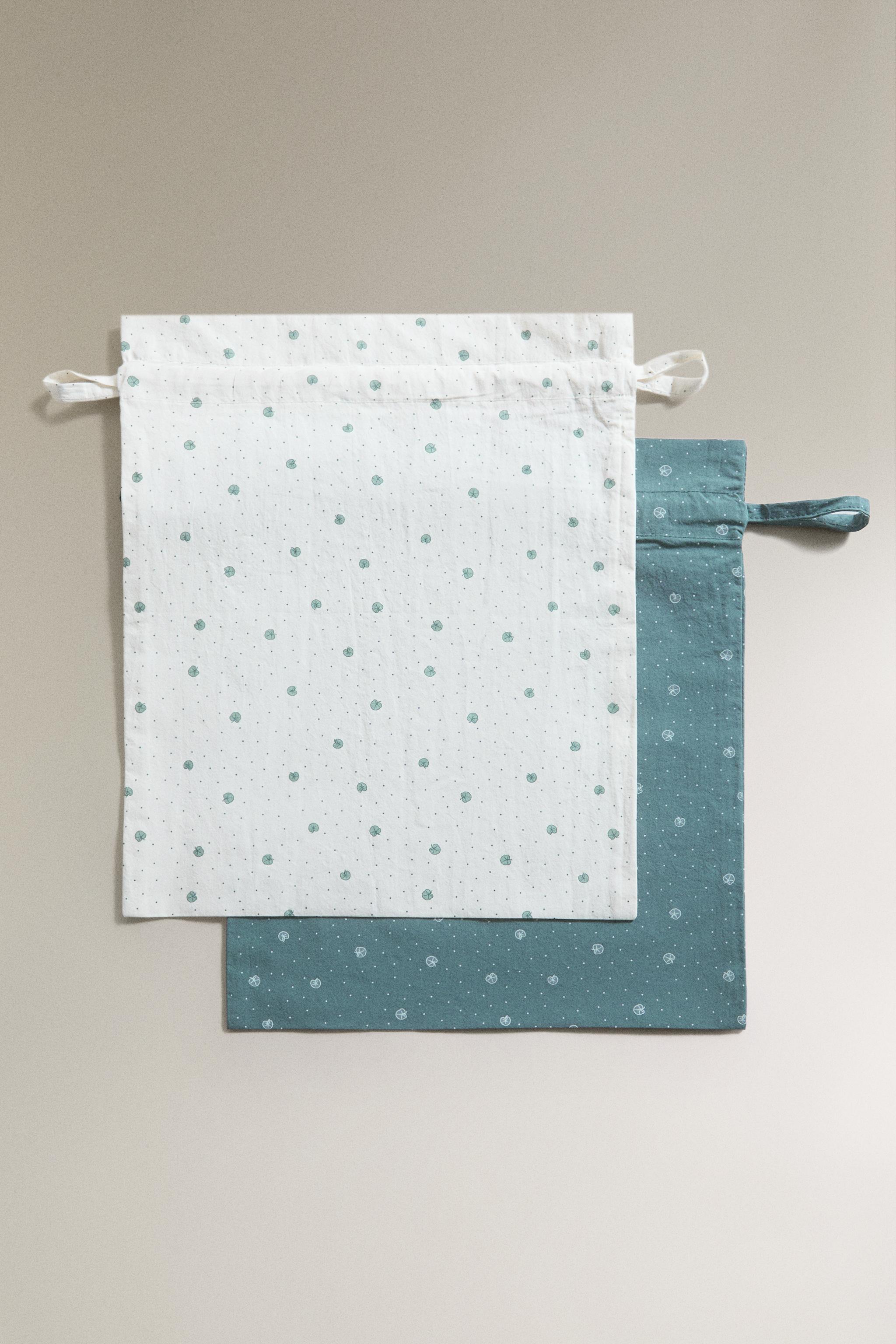 SAC RANGEMENT VÊTEMENTS ENFANT COTON FEUILLES